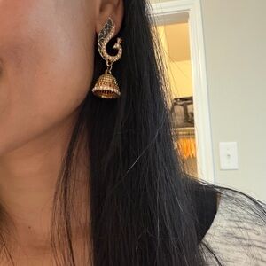 Elegant Gold and Black Jhumka Earrings